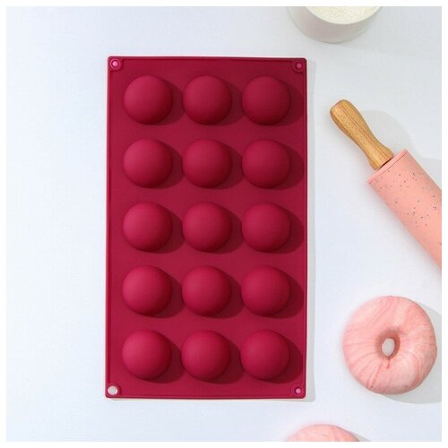 Форма силиконовая для выпечки Доляна Шар 29х17 см 15 ячеек d 4 см цвет микс 438₽