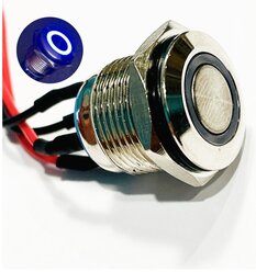 Кнопка включения компьютера, встраиваемая, 16мм, с подсветкой, кабель 45 см