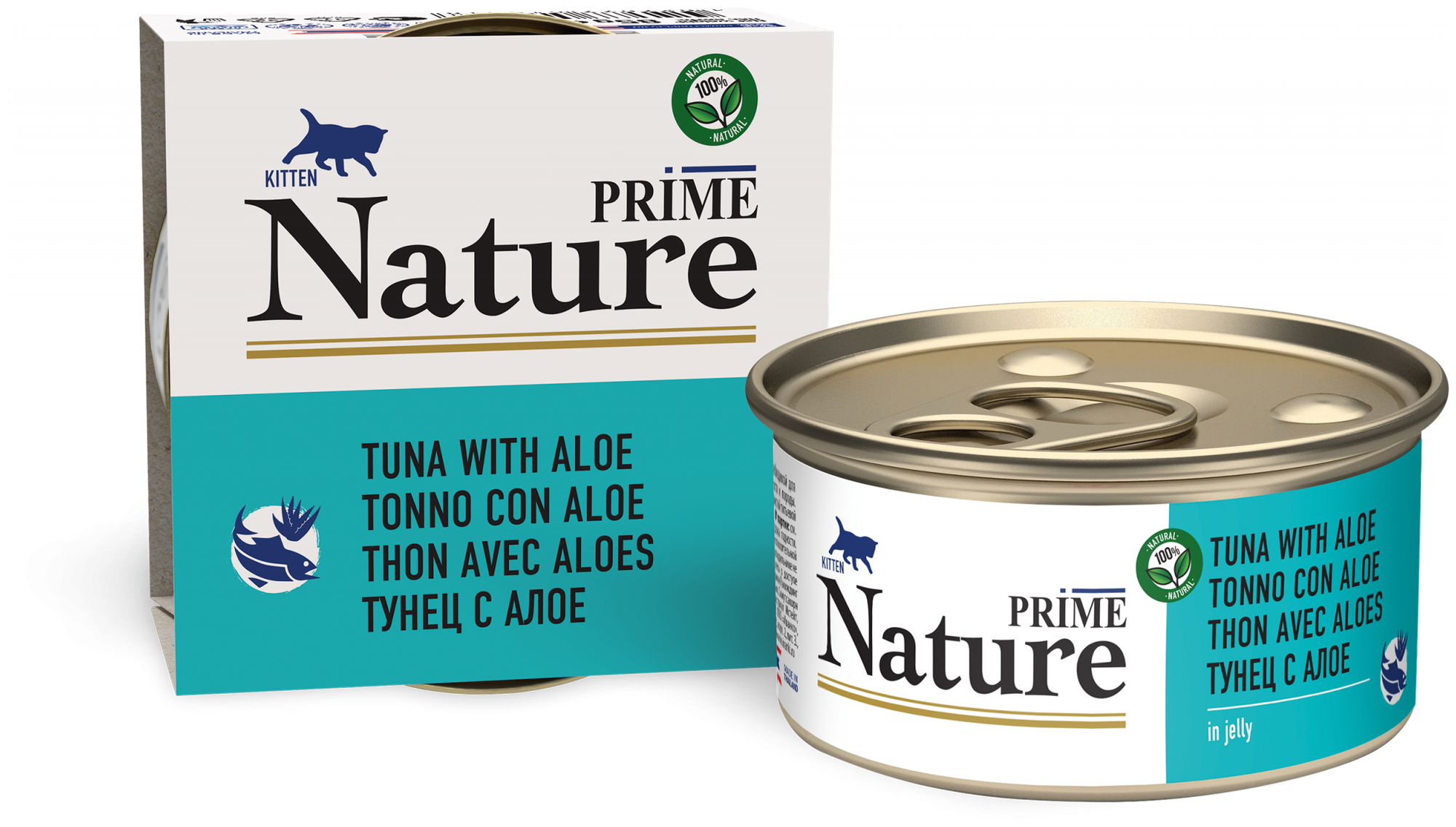 PRIME NATURE консервы для котят в желе, тунец с алое 85гр.