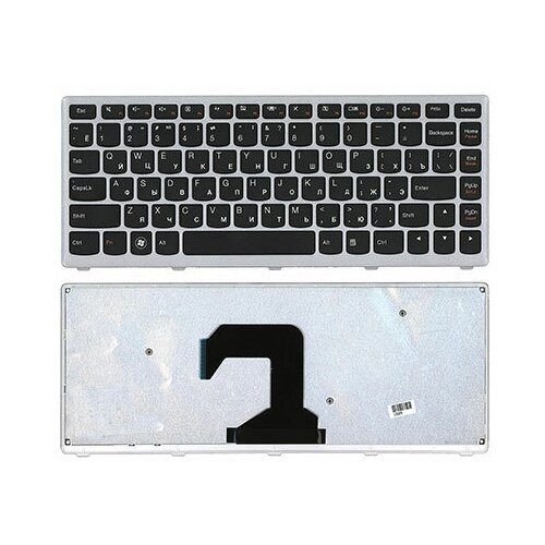Клавиатура для ноутбука Lenovo U410 черная с серебристой рамкой клавиатура для ноутбука toshiba c855 черная c серебристой рамкой