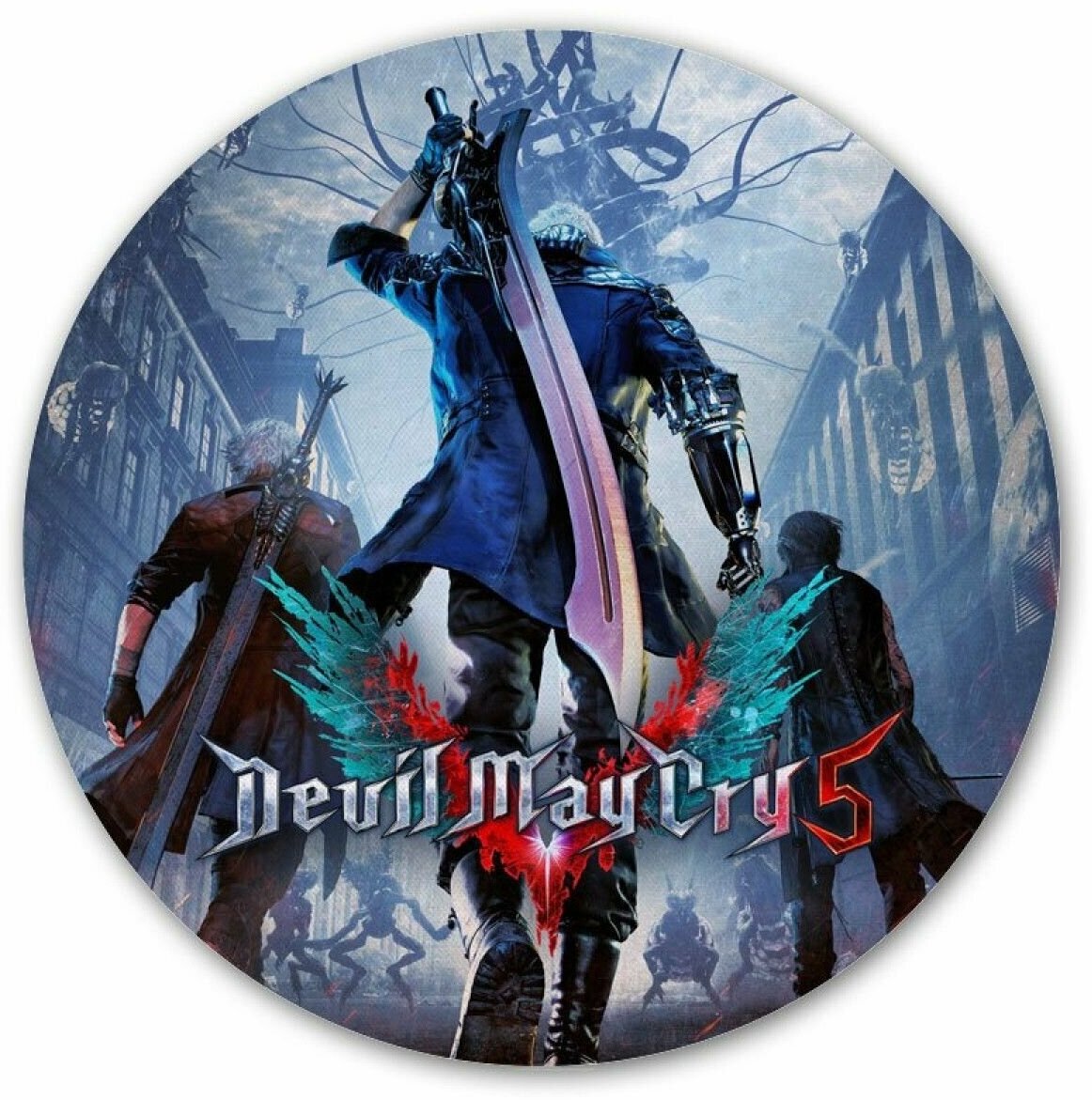 Коврик для мышки круглый Devil May Cry 5 - Dante, Nero и V