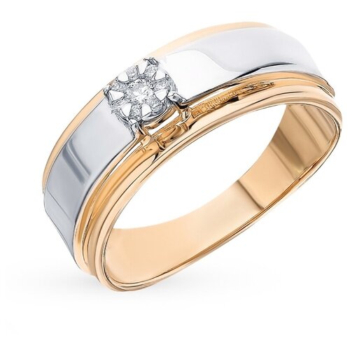 Обручальное кольцо из комбинированного золота с бриллиантом яхонт Ювелирный Арт. 128477