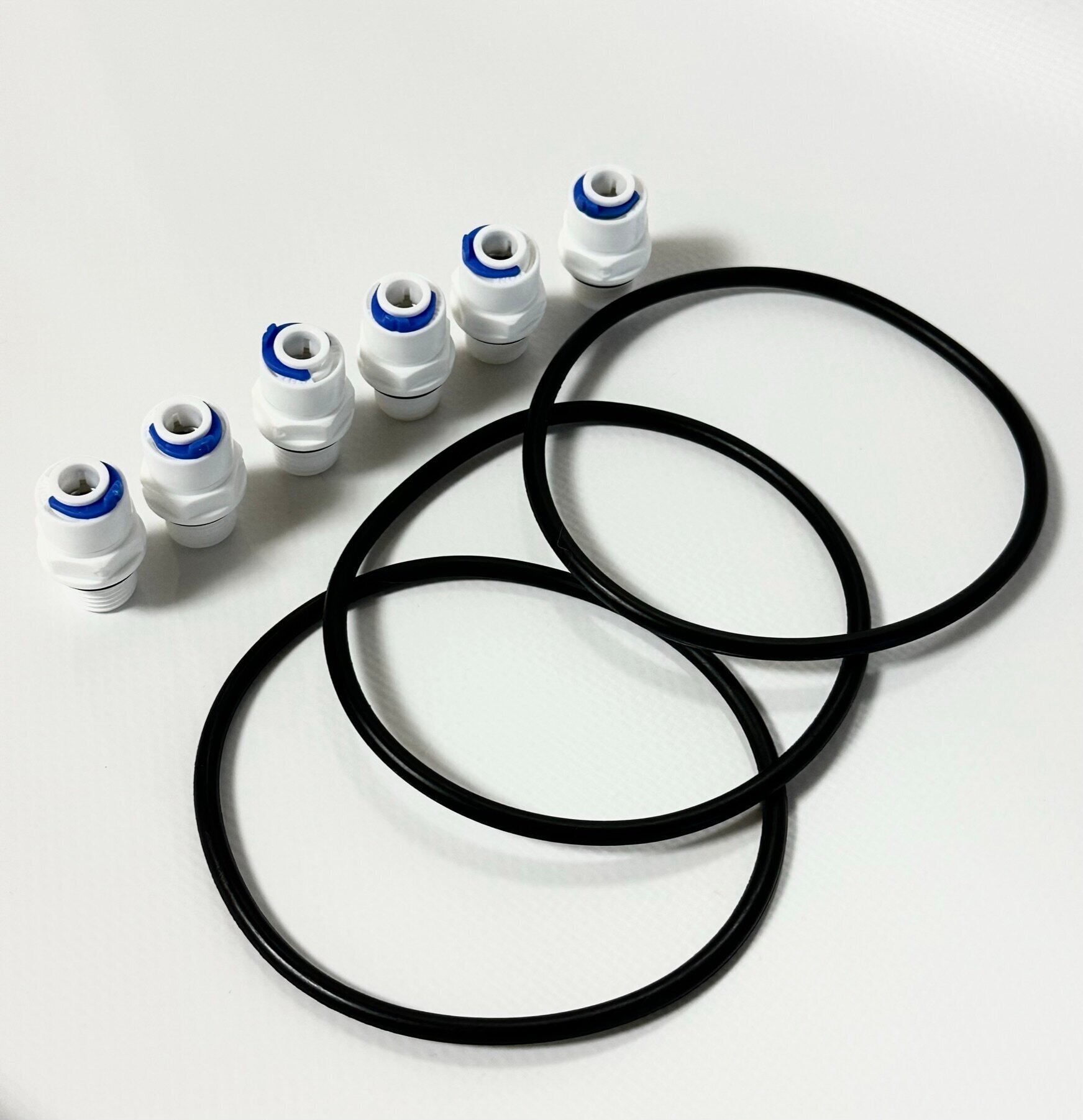 Уплотнительное кольцо (прокладка) для колб фильтра размера Slim Line 10 - 3 шт. + 6 фитингов 1/4 - фотография № 4