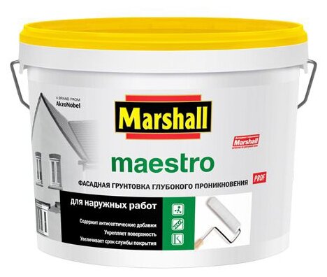 Грунт для фасадных работ акриловый глубокого проникновения Marshall Maestro глубокоматовый 10 л.