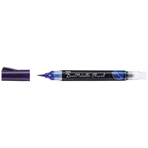 Pentel Маркер-кисть с подкачкой чернил Dual Metallic Brush, violet/metallic blue принадлежности для рисования pentel маркер кисть с подкачкой чернил
