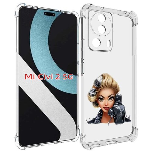 Чехол MyPads девушка-смайлик-с-телефоном женский для Xiaomi Civi 2 задняя-панель-накладка-бампер