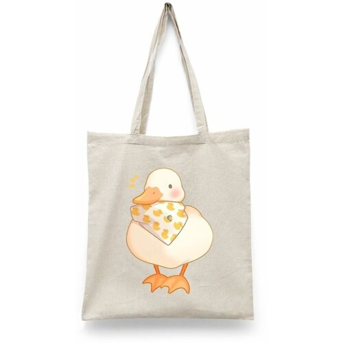 фото Сумка-шоппер унисекс каждому своё "милые уточки/утка/duck" черная