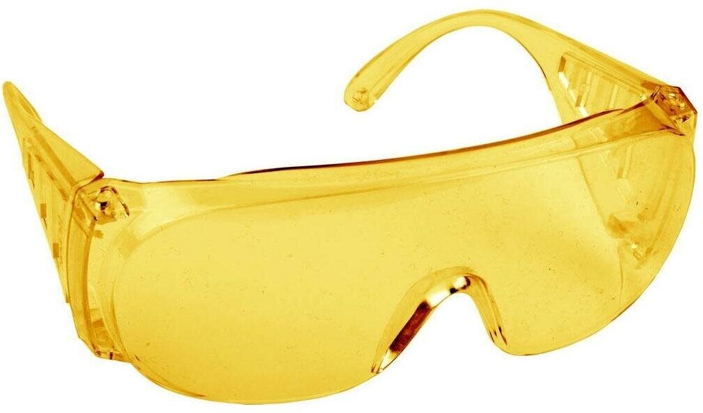DEXX жёлтые, широкая монолинза с дополнительной боковой защитой и вентиляцией, открытого типа, защитные очки (11051) - фотография № 3