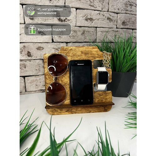 Деревянная подставка для телефона / Держатель для телефона и часов