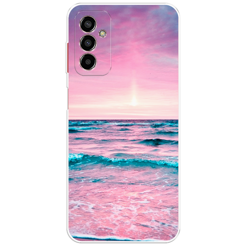 силиконовый чехол на samsung galaxy m13 самсунг м13 с принтом закат на море Силиконовый чехол на Samsung Galaxy M13 / Самсунг Галакси М13 Розовое море