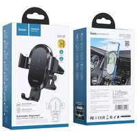 Автодержатель универсальный Hoco CA105 Guide three-axis linkage wireless charging car holder, в воздуховод, черный