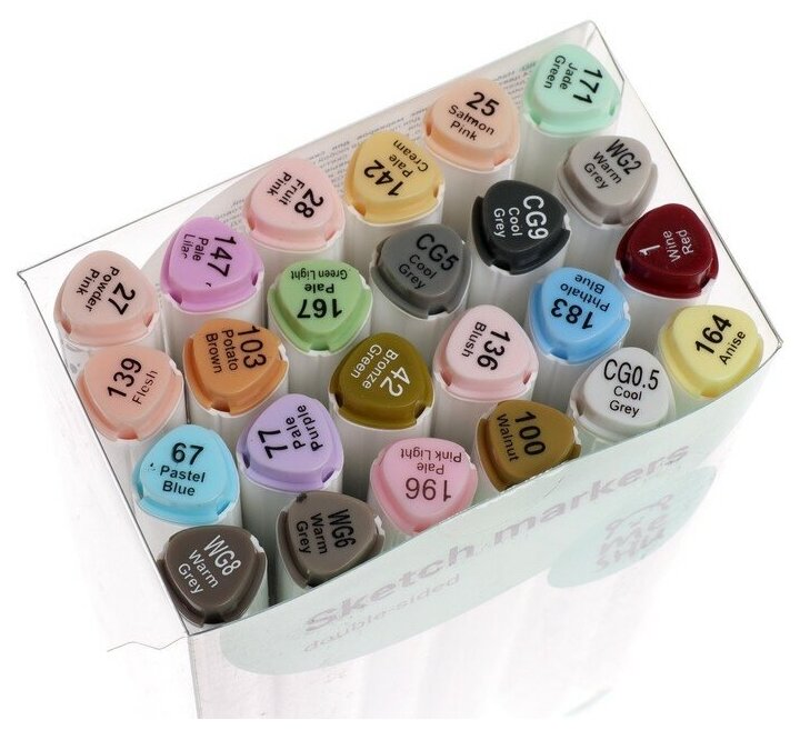 Набор маркеров для скетчинга, 24 цвета, пастельные цвета Meshu - фото №11