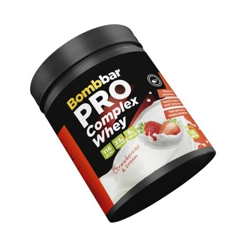 Протеин BOMBBAR PRO Complex Whey, 450 гр., клубника со сливками bombbar pro complex whey многокомпонентный протеин ваниль и мороженое 900г