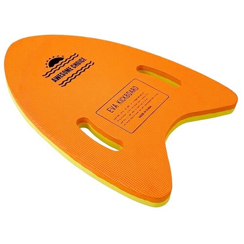 Доска для плавания 2-х цветная с ручками 31х42х2,5 см E32994 (оранжево/желтая)