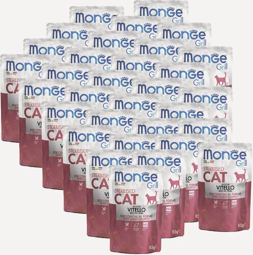 Изображение товара Monge Cat Grill Pouch паучи для стерилизованных кошек итальянская телятина 85г х 32 шт.