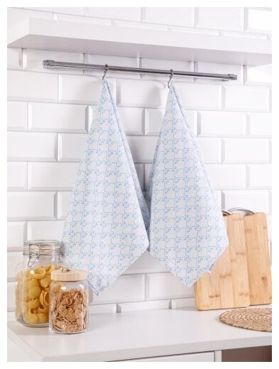 Полотенце кухонное "Мари Санна" рогожка, Бык Гуч голубой 1; размер 35 х 60 - фотография № 2