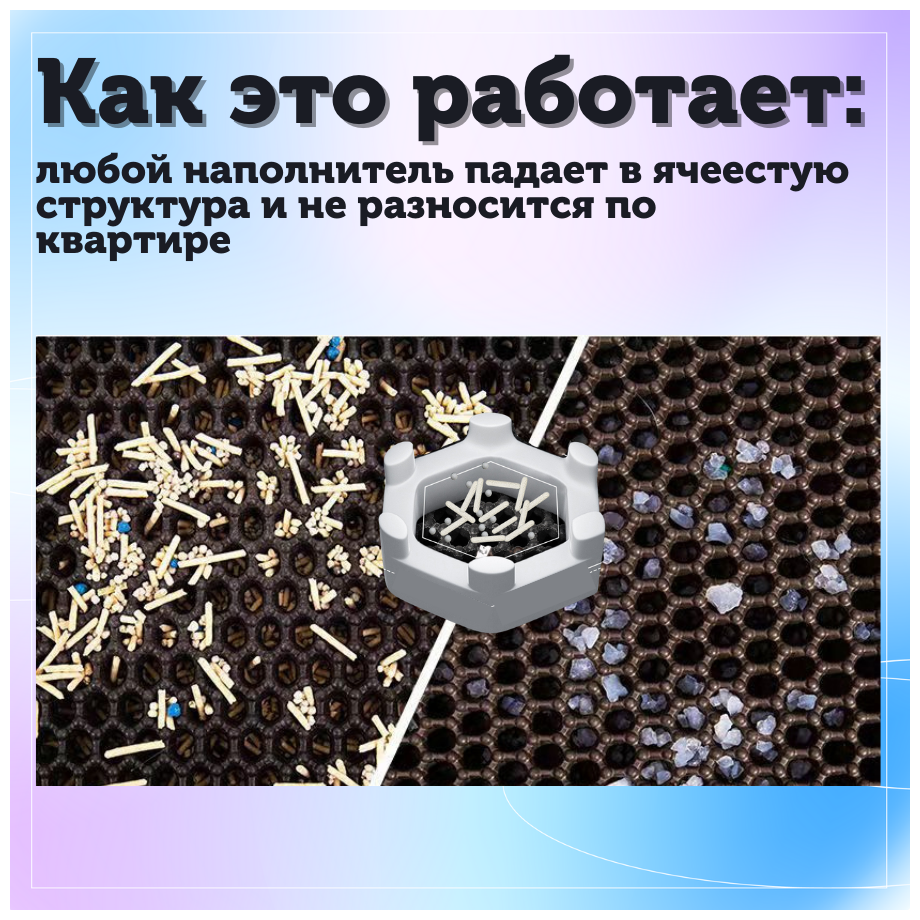 Двухслойный коврик для кошачьего туалета 55х75 см, коврик под лоток и миску - фотография № 3