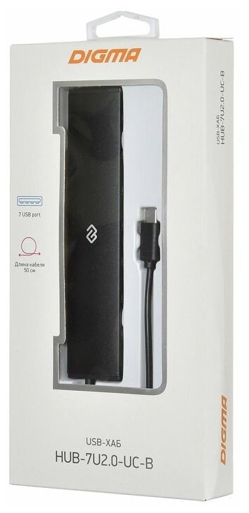 Разветвитель USB-C Digma HUB-7U20-UC-B 7 портов черный