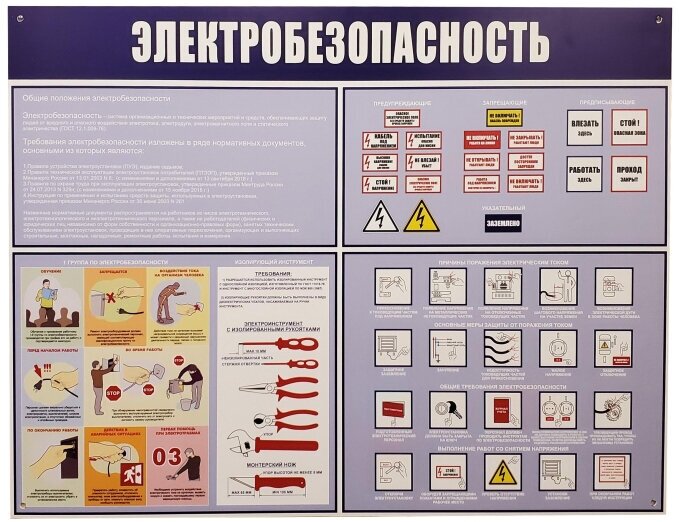 Информационный стенд-плакат Электробезопасность 910х700 мм арт.946 Attache 1662809