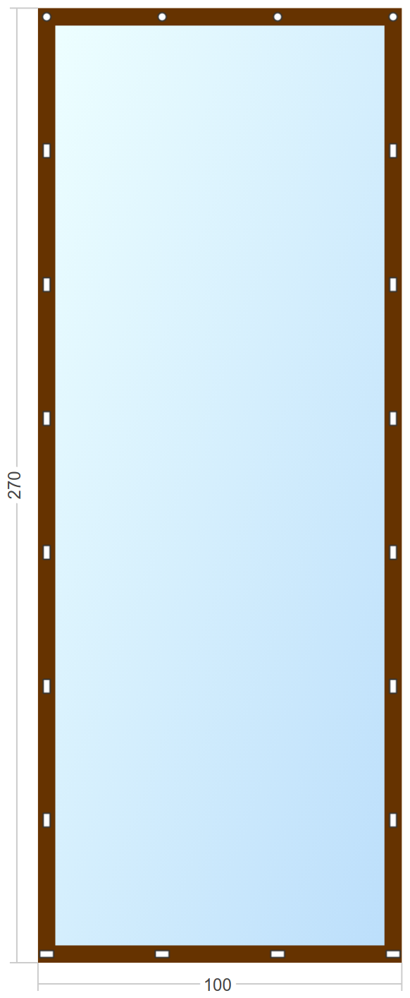Мягкое окно Софтокна 100х270 см съемное, Скоба-ремешок, Прозрачная пленка 0,7мм, Коричневая окантовка, Комплект для установки - фотография № 3