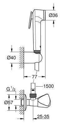 Душевой набор с угловым вентилем, 1 вид струи, GROHE Tempesta Trigger Spray, хром, (26357000) - фотография № 2