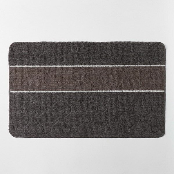 Коврик влаговпитывающий придверный "Welcome. Молекула", 48x78 см, цвет серый - фотография № 4