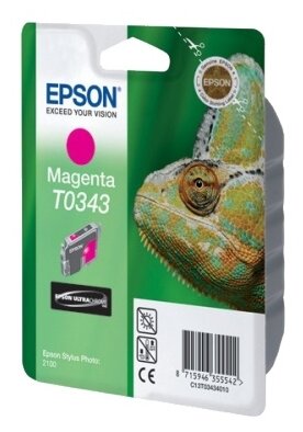 Картридж Epson T0343, пурпурный, для струйного принтера, оригинал
