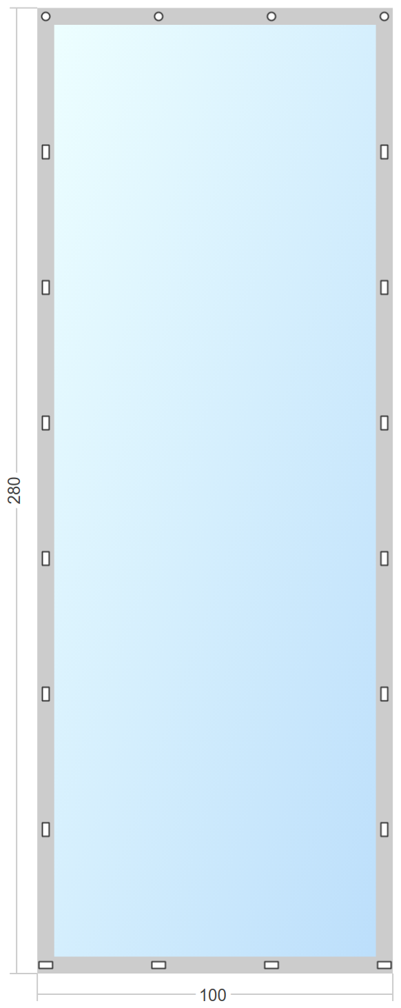 Мягкое окно Софтокна 100х280 см съемное, Скоба-ремешок, Прозрачная пленка 0,7мм, Серая окантовка, Комплект для установки - фотография № 3