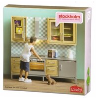 Lundby Набор мебели для кухни Стокгольм (LB_60904100) голубой/коричневый/серый