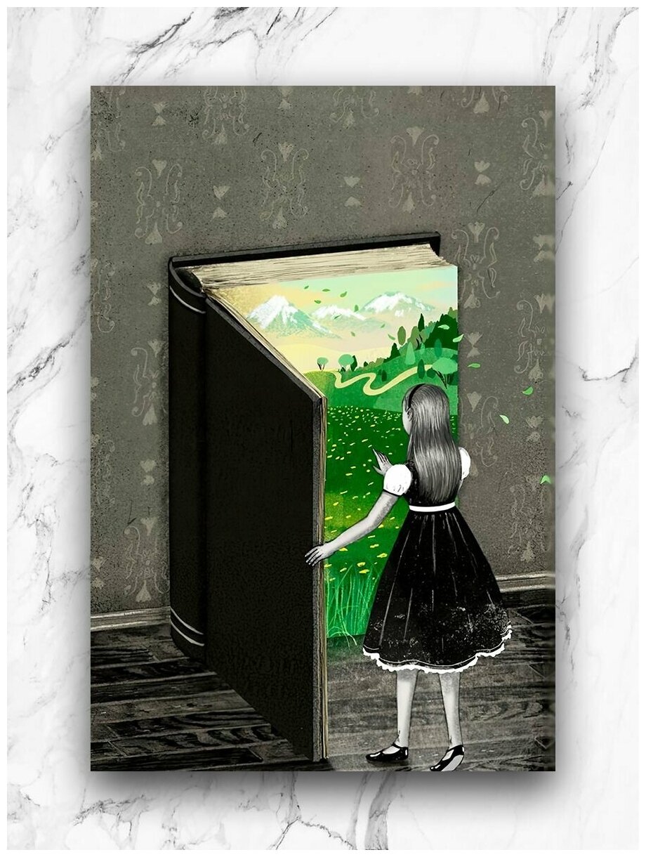 Картины для интерьера на холсте 40х60 см / Девочка с книгой