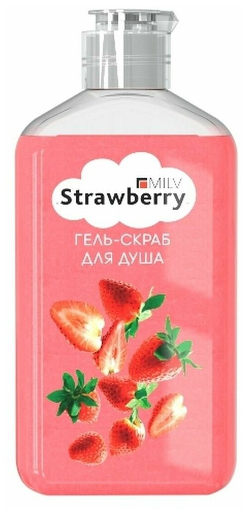 Milv, Гель-скраб для душа Strawberry, 340 мл