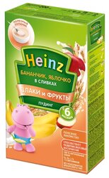 Каша Heinz молочный (пудинг) бананчик, яблочко в сливках (с 6 месяцев) 200 г