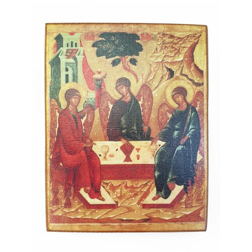 икона умиление авторская работа Икона Троица, размер иконы - 20х25