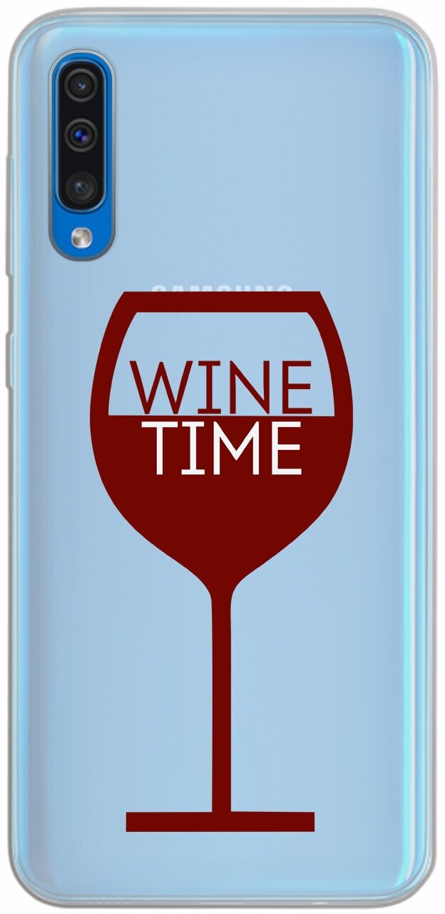 Силиконовый чехол Mcover для Samsung Galaxy A50 с рисунком Время пить вино