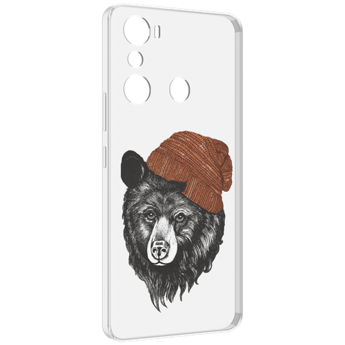 Чехол MyPads Медведь в шапке 2 для Infinix Hot 20i задняя-панель-накладка-бампер