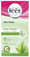 Veet Восковые полоски Easy Gelwax с алоэ вера и ароматом лотоса для сухой кожи 12 шт.