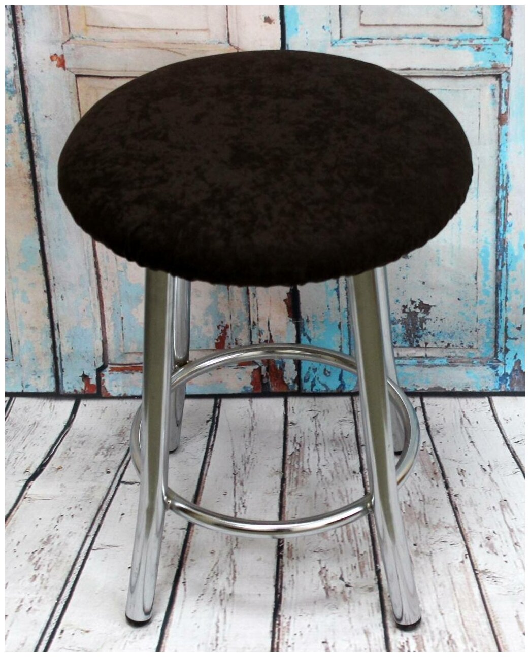 Чехол MATEX VELOURS темно-коричневый на табурет, стул (резинка, фиксатор), ткань велюр, с поролоном, 33х33х2 см