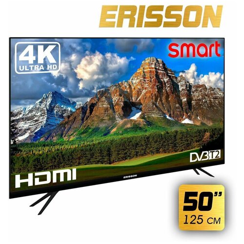 Телевизор Erisson D-LED Slim 50ULES910T2SM 50" (125 см) SMART с Wi-Fi, Android9.0 черный