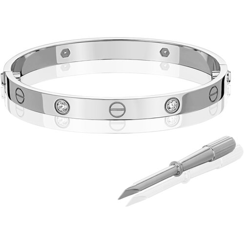 фото Браслет из белого золота love с бриллиантами ювелирный tsar, размер 16