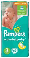 Pampers подгузники Active Baby-Dry 3 (5-9 кг) 62 шт.
