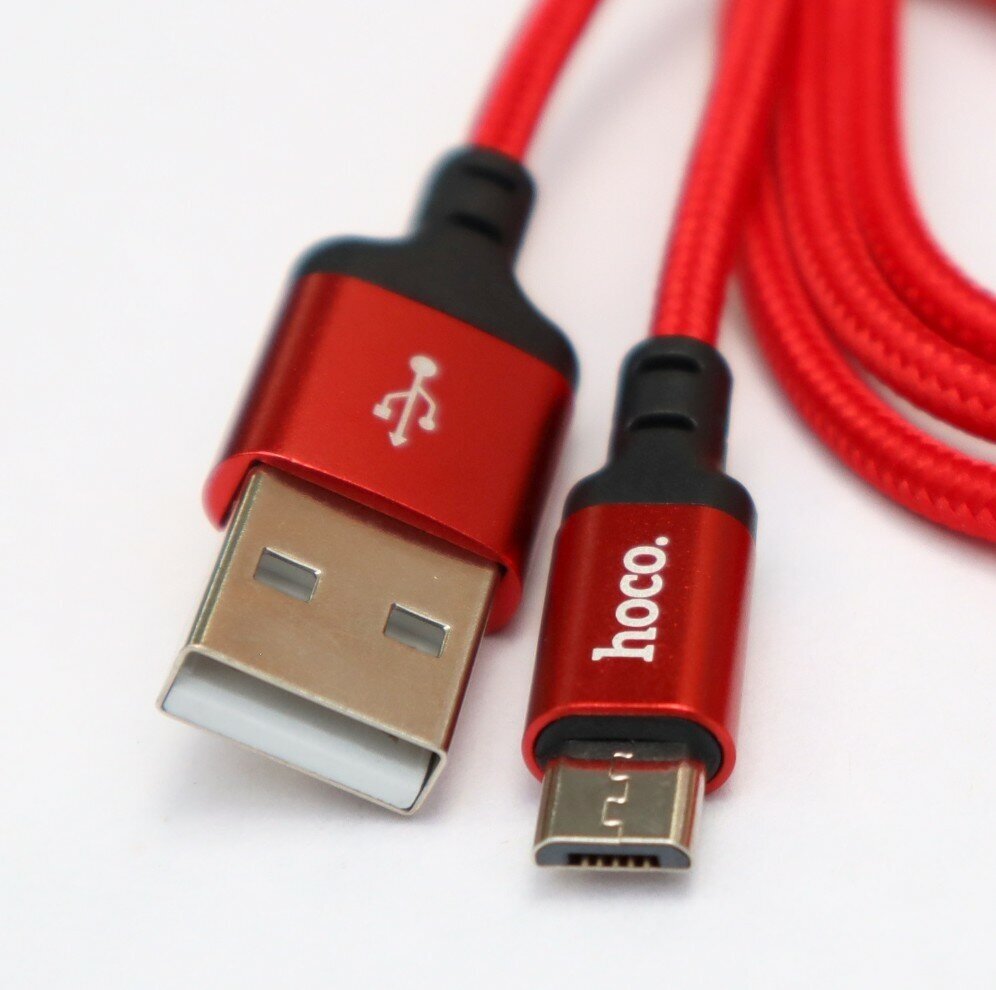 Кабель HOCO X14 USB - microUSB 1.0м 2.0A (Красный-черный)