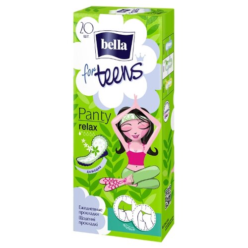 Bella прокладки ежедневные For teens Panty relax, 1 капля, 20 шт., белый прокладки bella panty for teens relax deo 20 шт