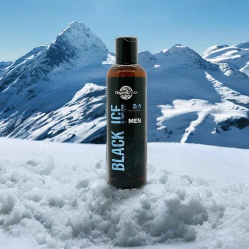 OrganicMax BLACK ICE Мужской парфюмированный гель для душа и шампунь 2в1, 250 мл