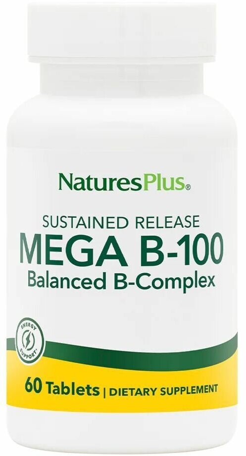 Витамины группы B комплекс Natures Plus Mega B-100 Sustained Release 60 таблеток