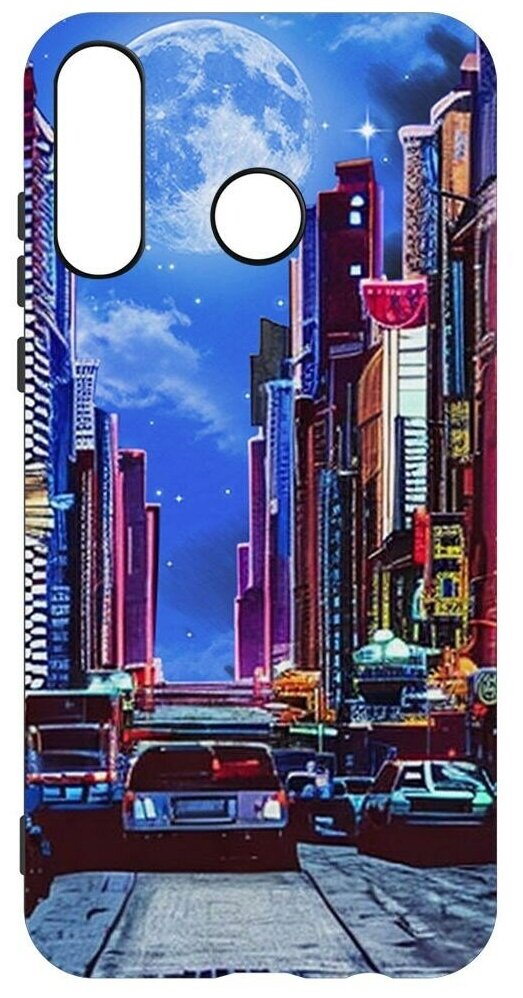 Чехол-накладка Krutoff Soft Case Ночной город для Huawei P30 Lite черный