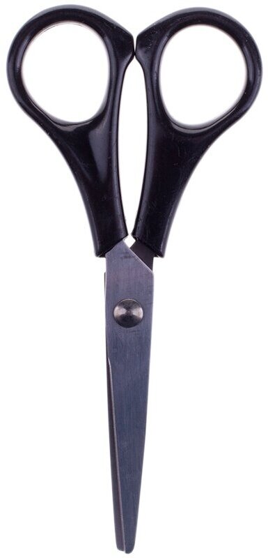 Ножницы OfficeSpace 13,7 см, черные ручки, ПВХ чехол с европодвесом (S137B_6710)