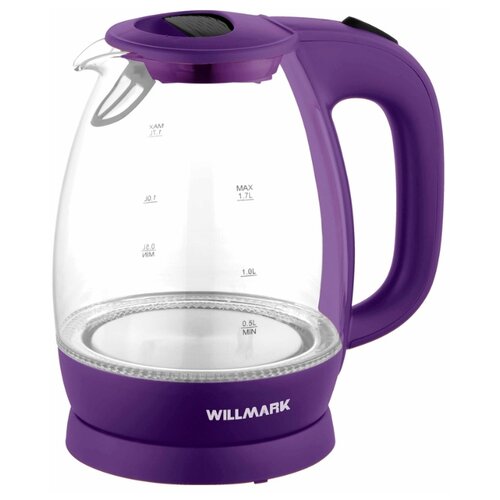willmark чайник электрический willmark wek 1708g стекло 1 7 л 2200 вт led подсветка бордовый Чайник Willmark WEK-1705, фиолетовый