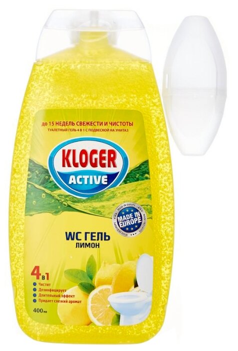 Kloger гель для туалета с подвеской на унитаз Лимон