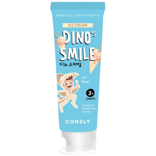 Consly Зубная паста гелевая детская c ксилитом и вкусом пломбира - Dino' s smile, 60г