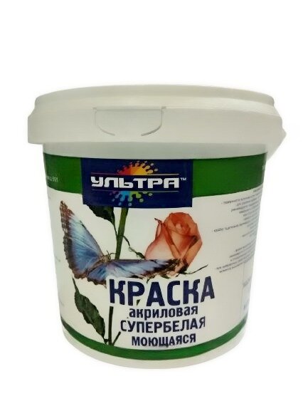 фото Краска акриловая моющаяся супербелая ультра 4,5 кг
